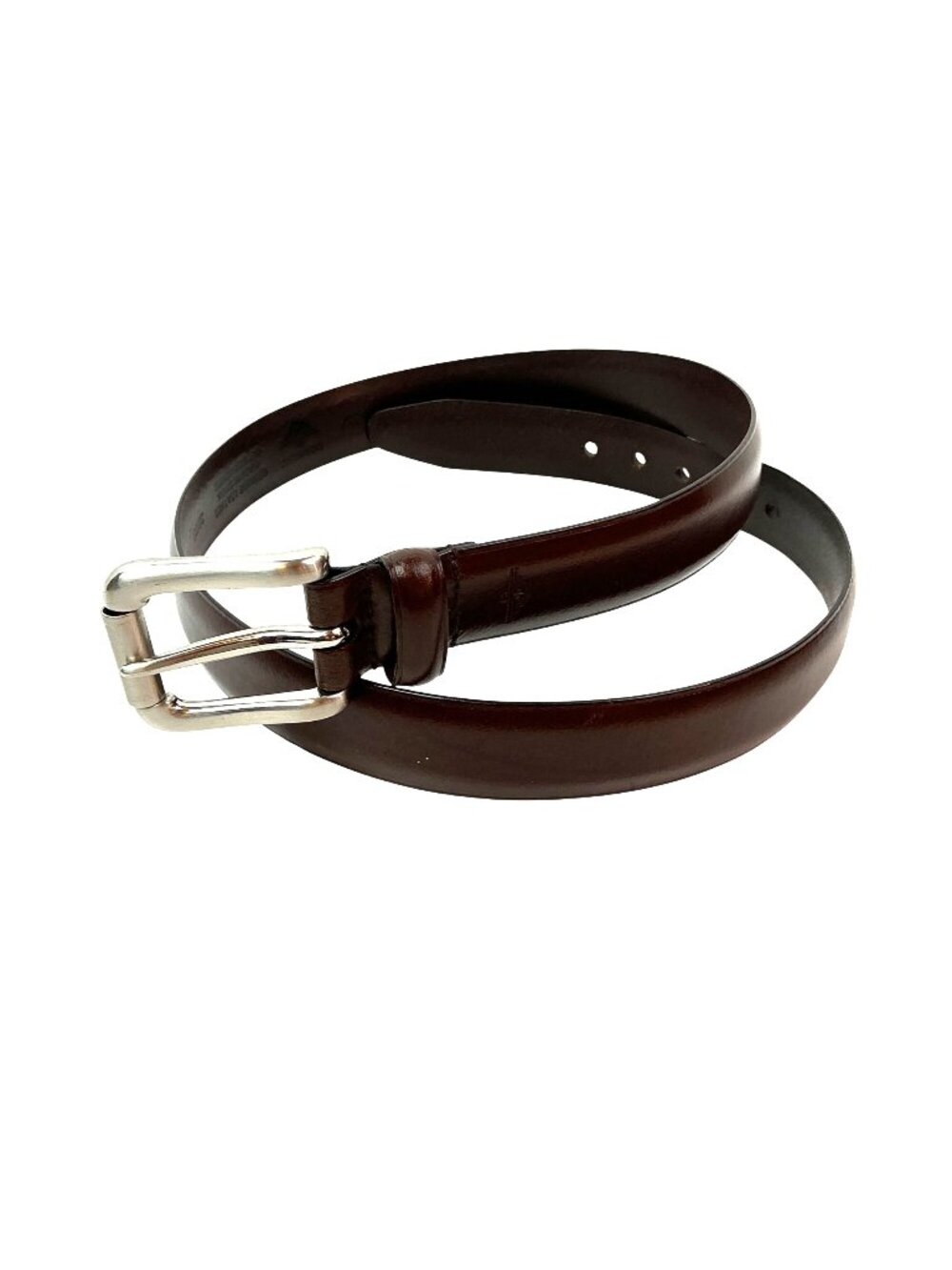 New Dockers Smooth Leather Dress Belt Large Silver Roller Buckle Mens 38 Brown